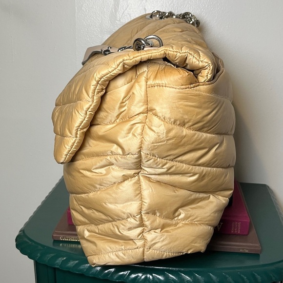 Rebecca Minkoff Edie Nylon Quilted Chain Strap Gold XL Messenger Shoulder Bag - Picture 4 of 16